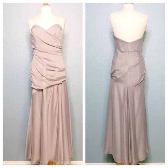 Jim HJelm Silver Draped Strapless Gown - Picture 1 of 8
